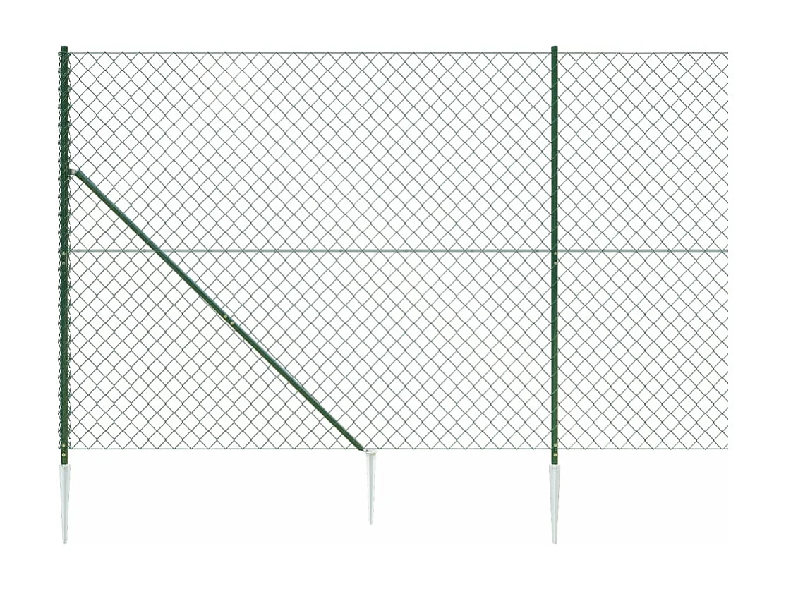 Clôture à mailles losangées avec piquet d'ancrage vert 1,6x25 m