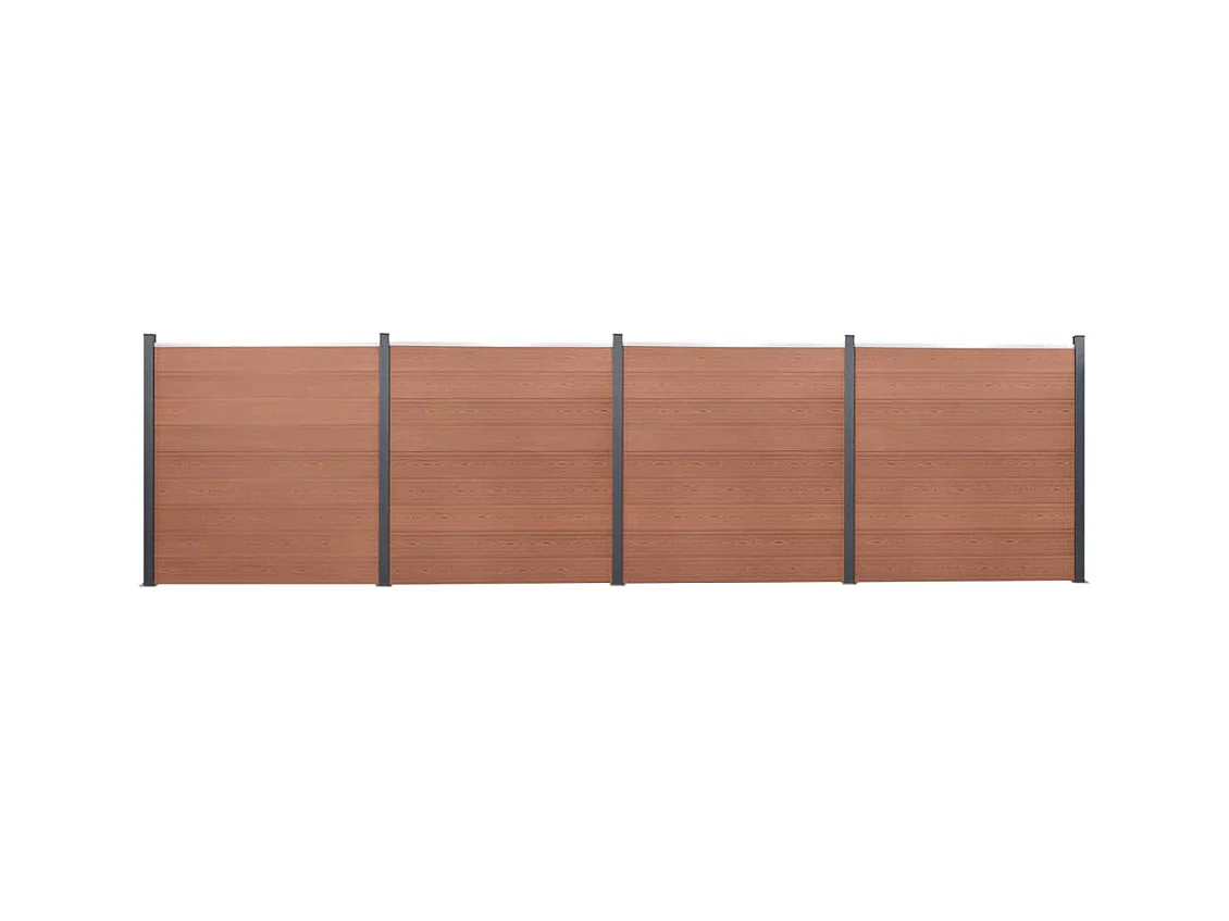 Ensemble de panneaux de clôture marron 699x186 WPC