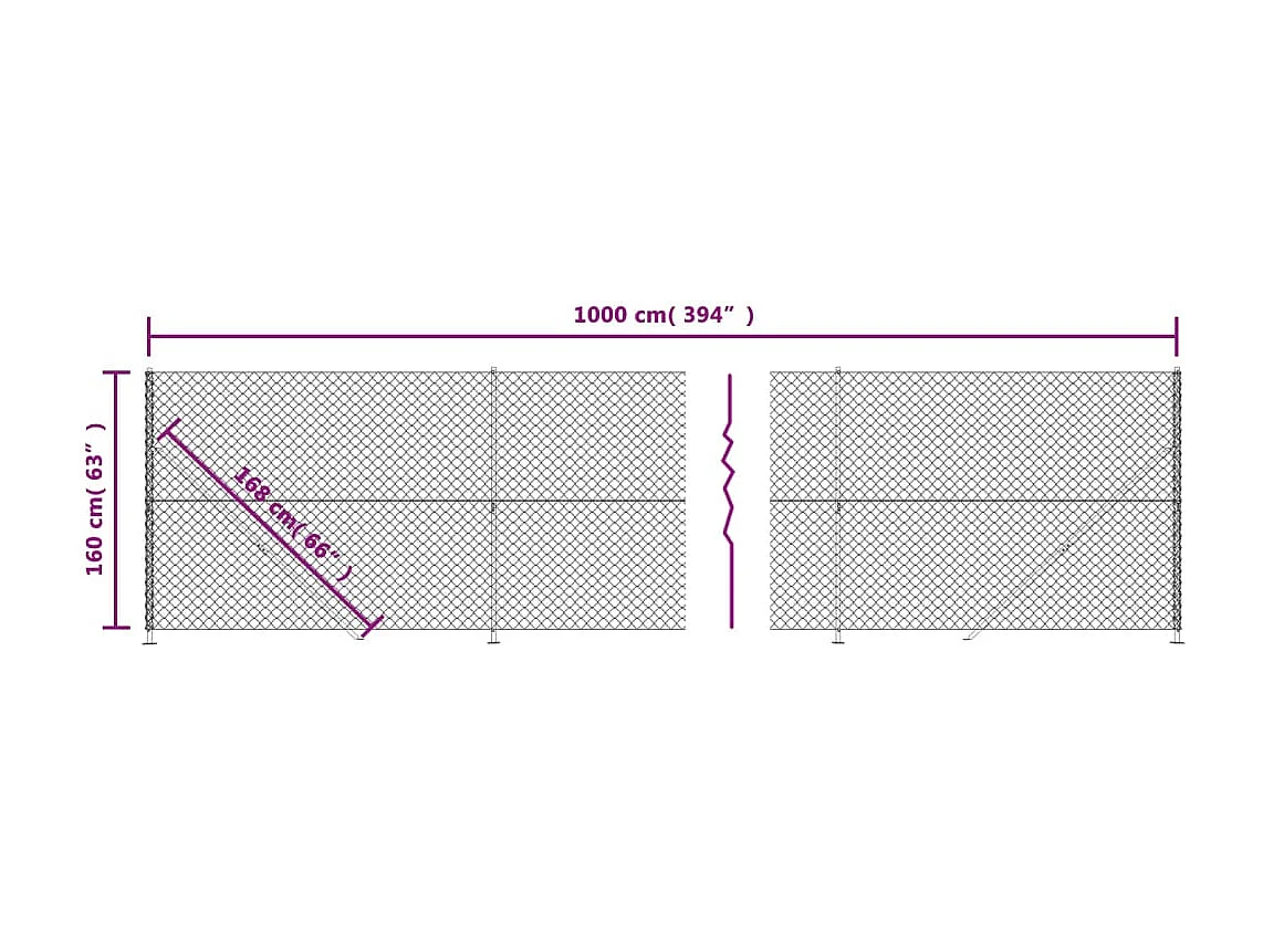 Clôture à mailles losangées avec bride vert 1,6x10 m