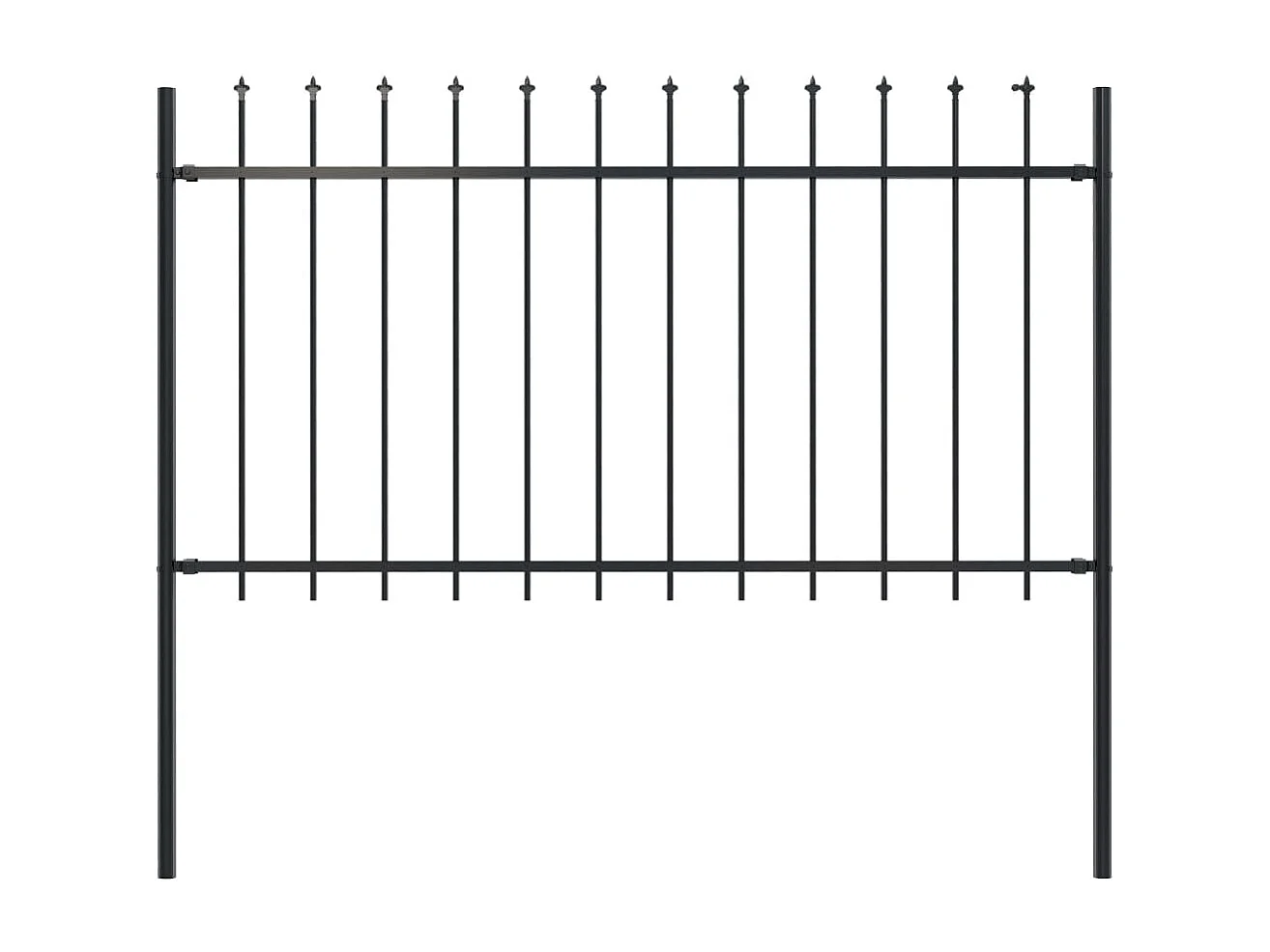 Clôture de jardin avec dessus en lance Acier 1,7 x 1 m Noir