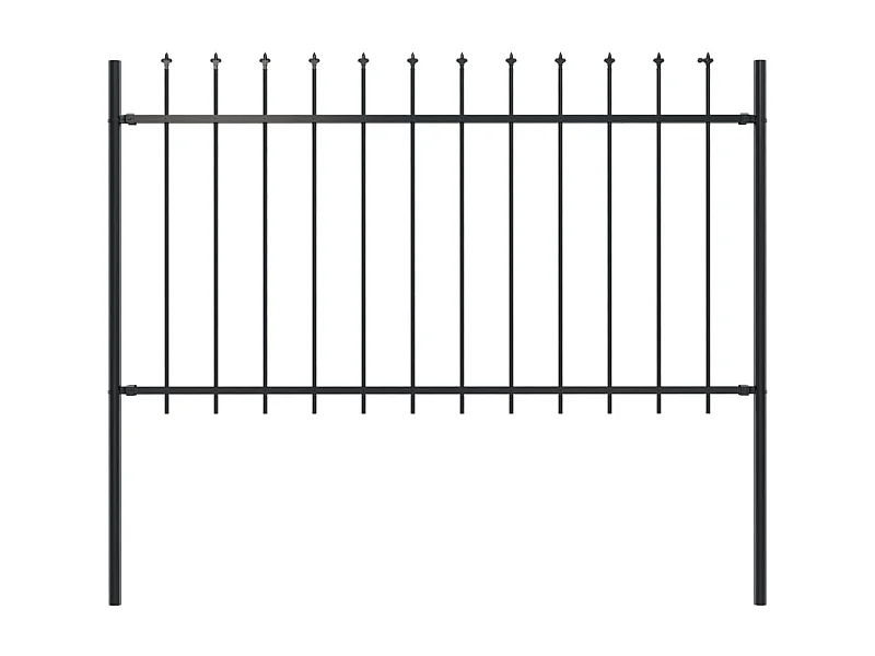Clôture de jardin avec dessus en lance Acier 1,7 x 1 m Noir