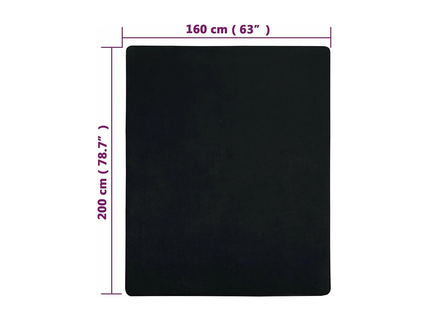 Draps-housses Jersey 2 pcs Noir 160x200 Coton