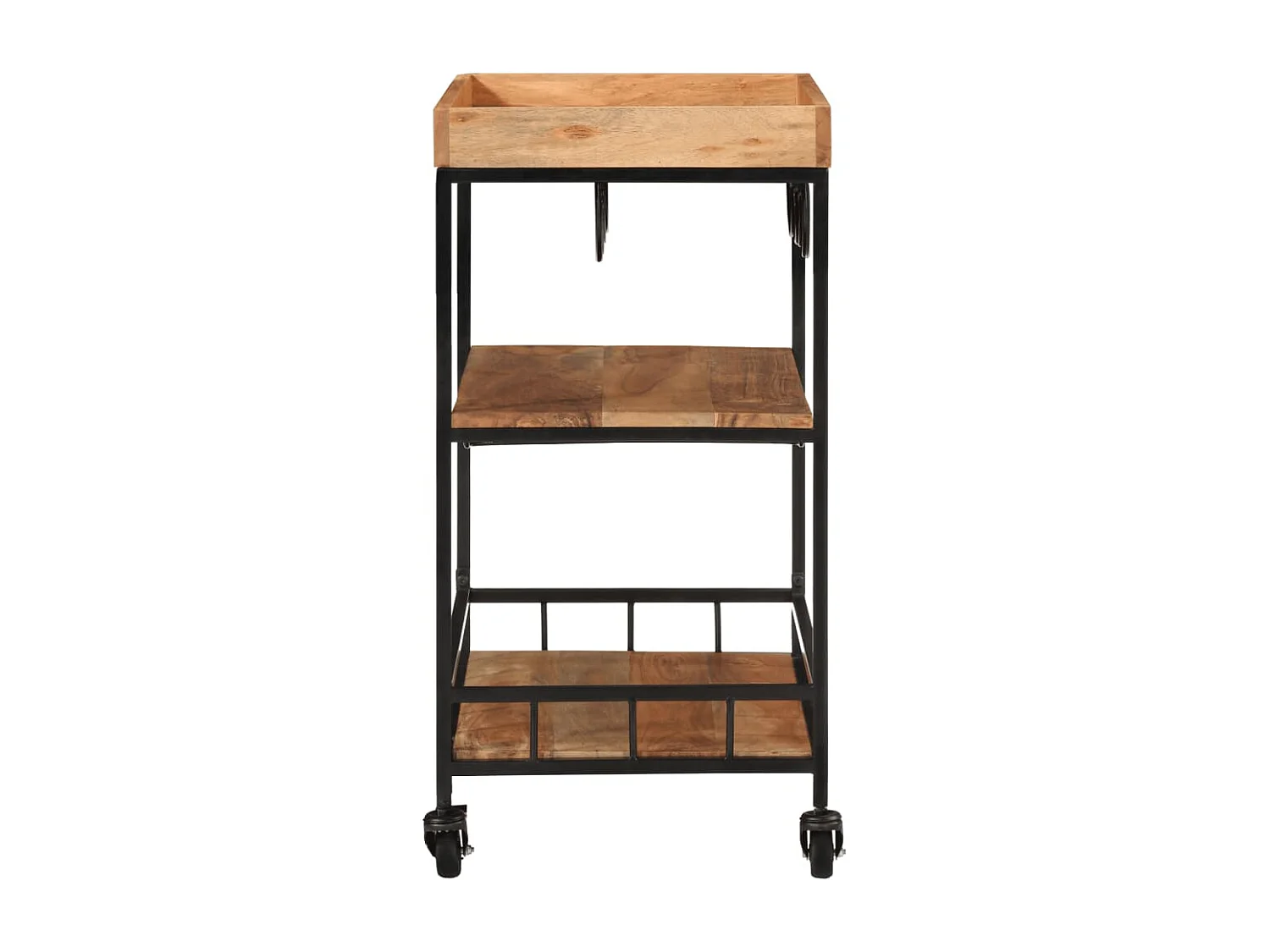 vidaXL Carrito de bar de madera maciza de acacia y hierro 60x40x80 cm Marrón