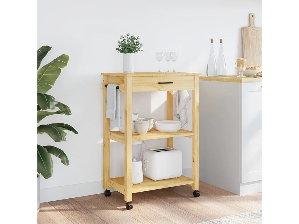 Chariot de cuisine MONZA 60x40x90 bois massif de pin
