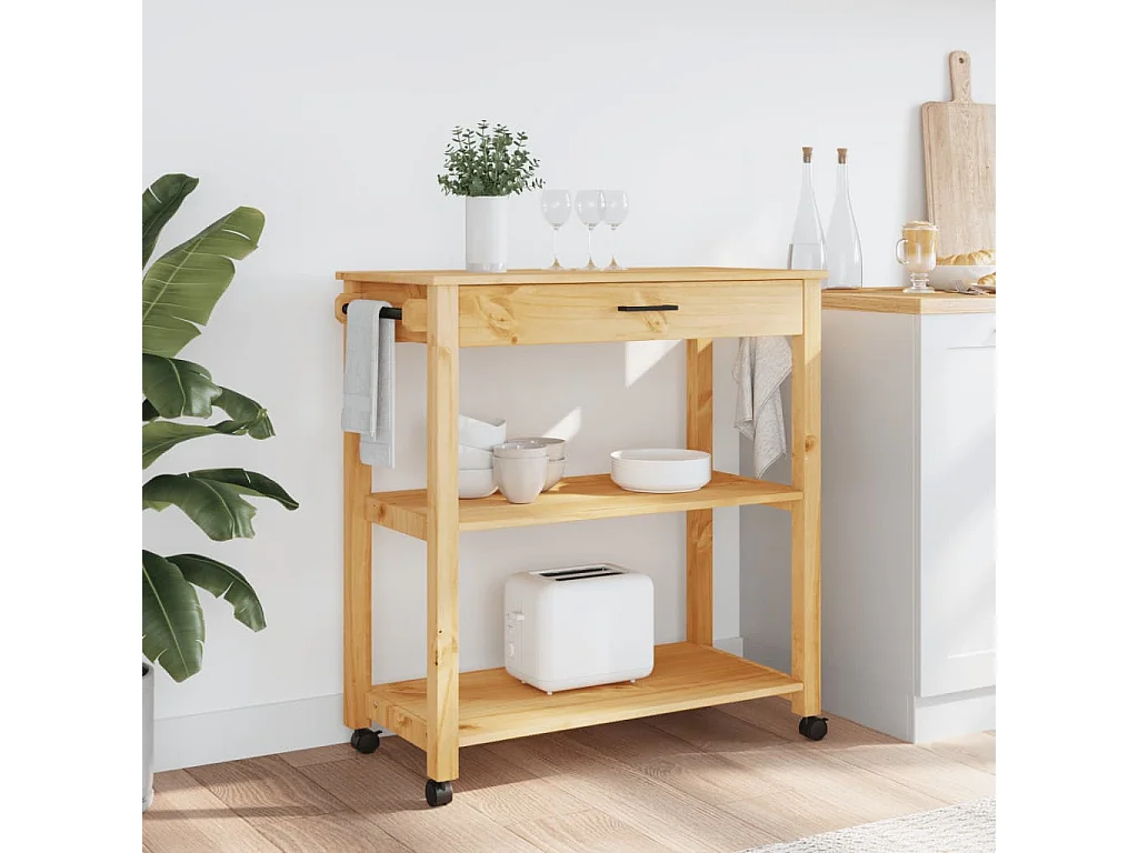 Chariot de cuisine MONZA 84x40x90 bois massif de pin
