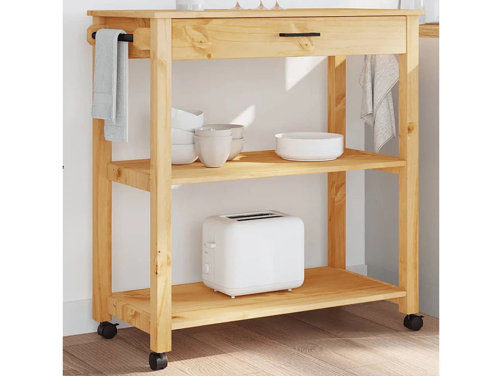 Chariot de cuisine MONZA 84x40x90 bois massif de pin
