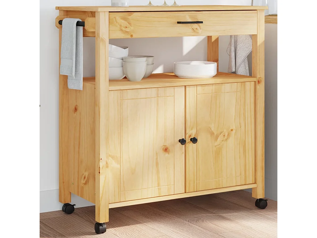 Chariot de cuisine MONZA 84x40x90 bois massif de pin