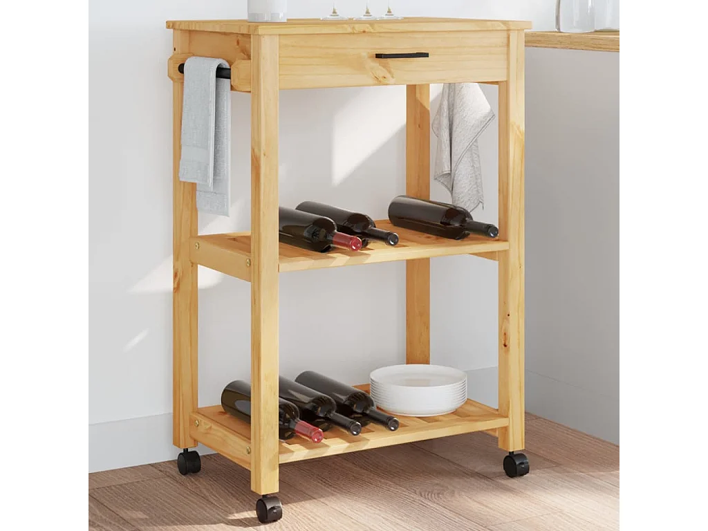 Chariot de cuisine MONZA 60x40x90 bois massif de pin