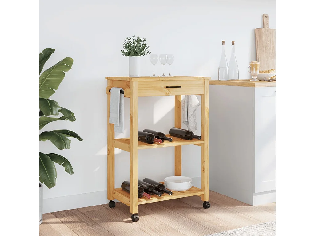 Chariot de cuisine MONZA 60x40x90 bois massif de pin