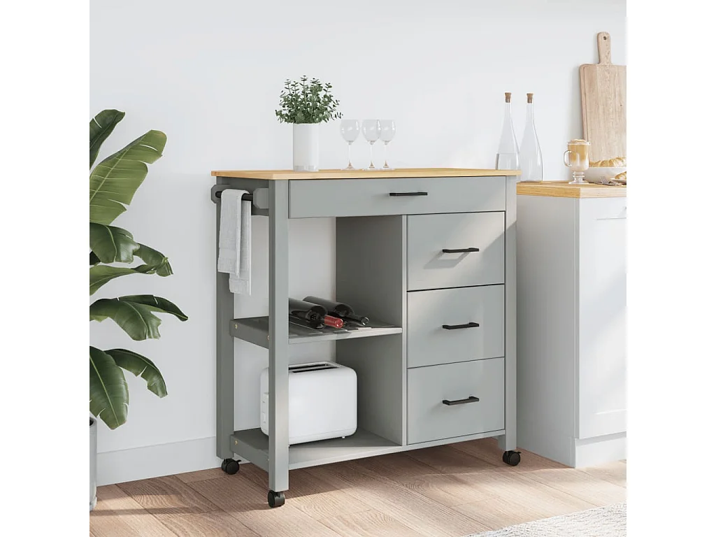 Chariot de cuisine MONZA 84x40x90 bois massif de pin