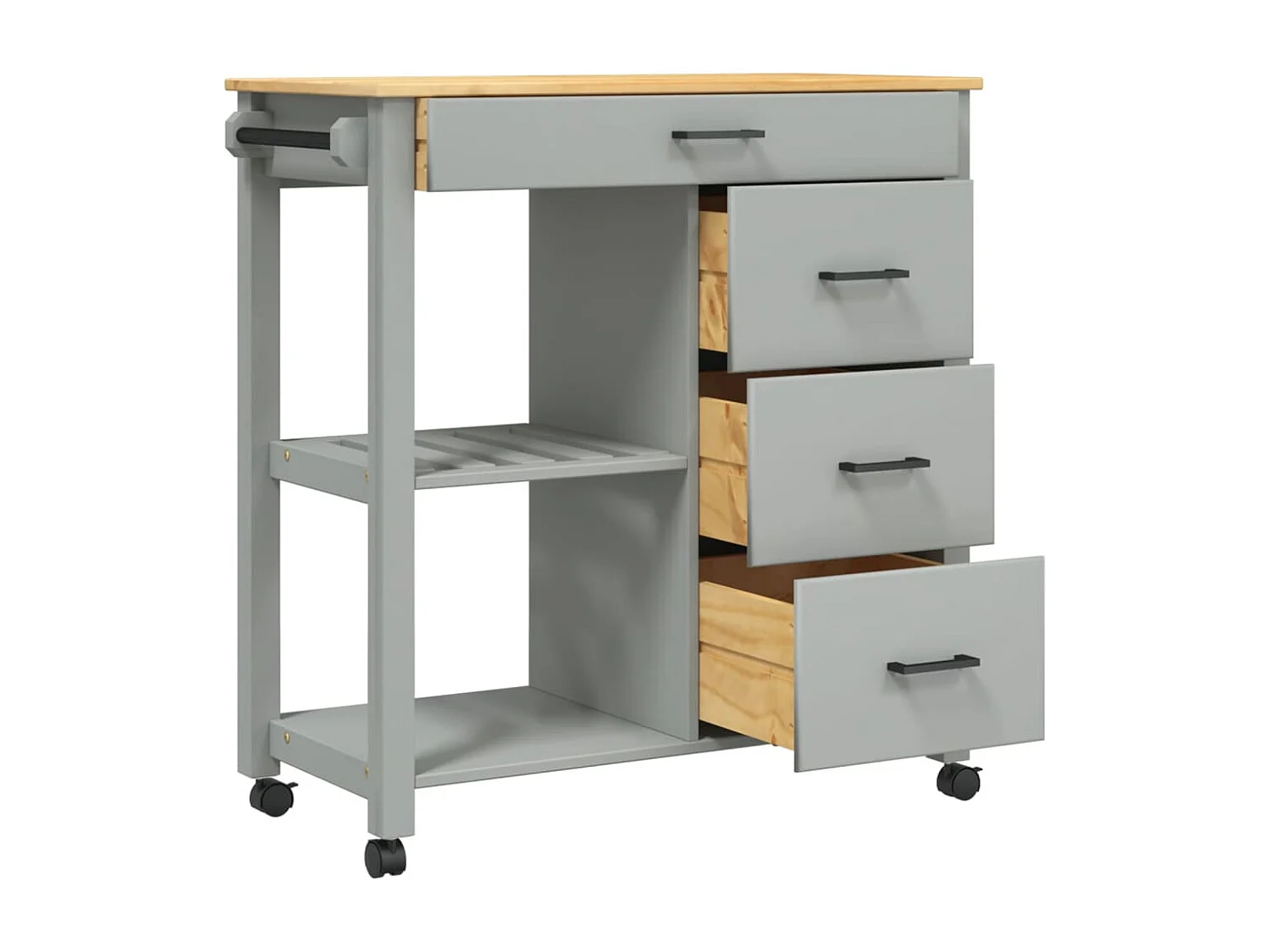 Chariot de cuisine MONZA 84x40x90 bois massif de pin