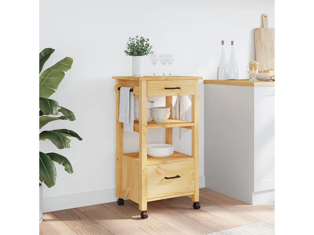 Chariot de cuisine MONZA 48x40x90 bois massif de pin