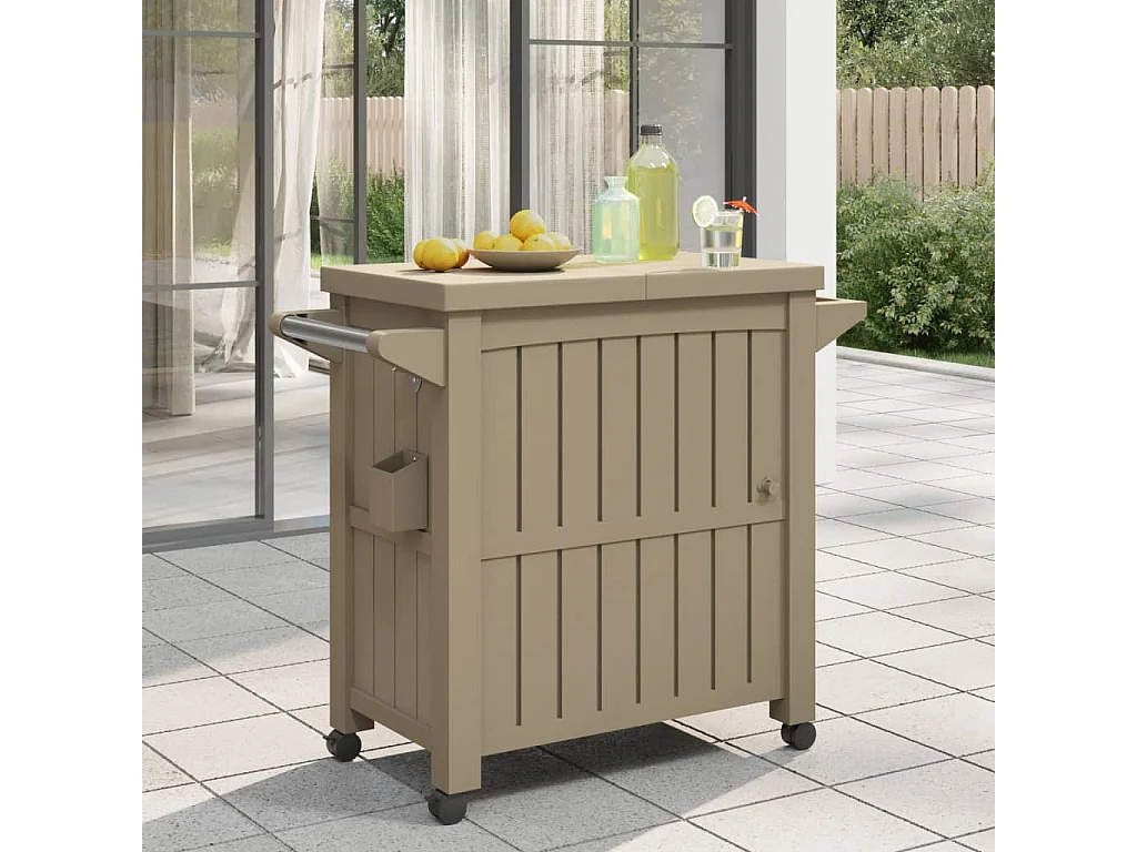 Chariot de service 3 en 1 marron clair polypropylène