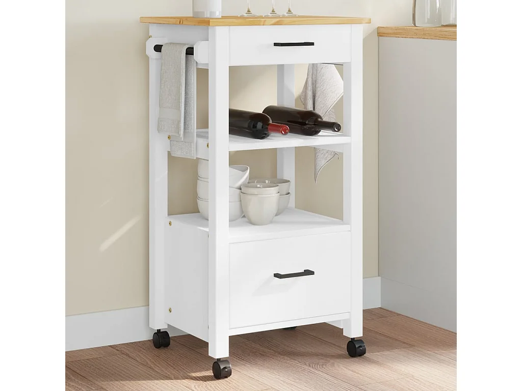 Chariot de cuisine MONZA 48x40x90 bois massif de pin