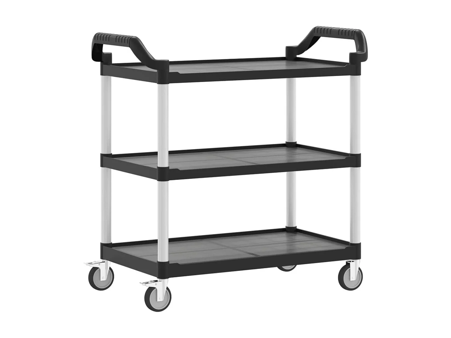 Chariot à 3 niveaux noir 99x50x96 aluminium