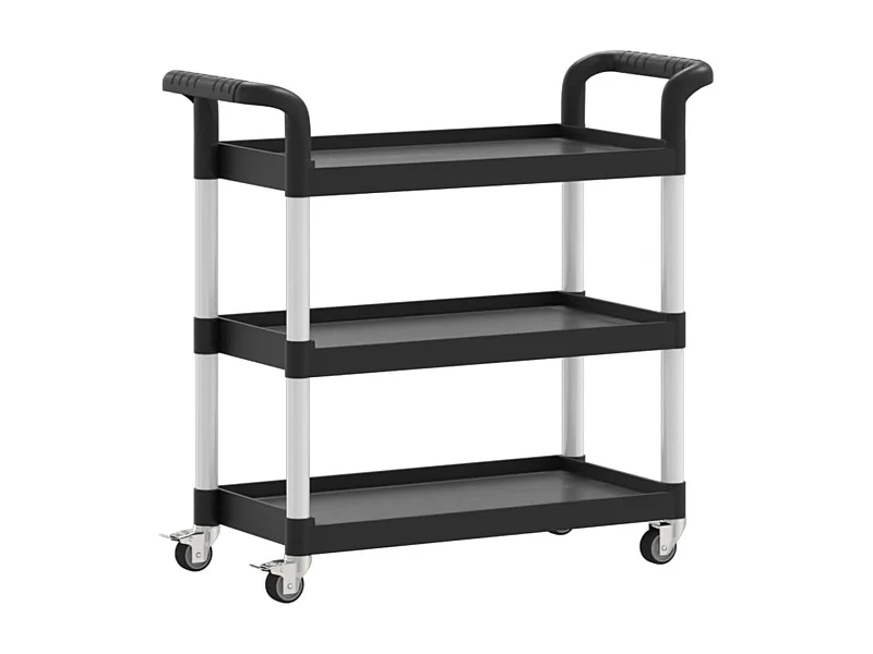 Chariot à 3 niveaux noir 77x34x72 aluminium