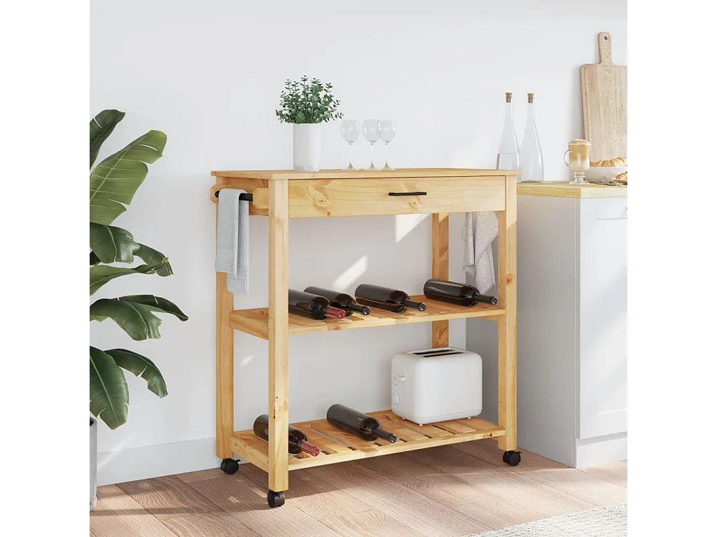 Chariot de cuisine MONZA 84x40x90 bois massif de pin
