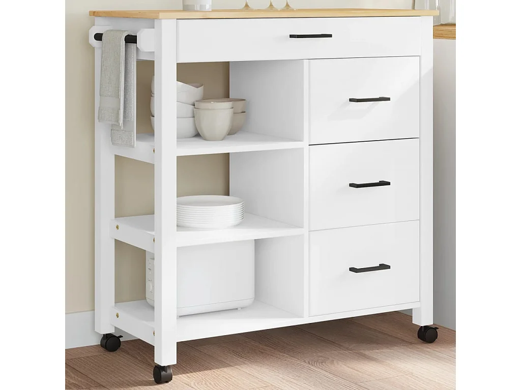 Chariot de cuisine MONZA 84x40x90 bois massif de pin