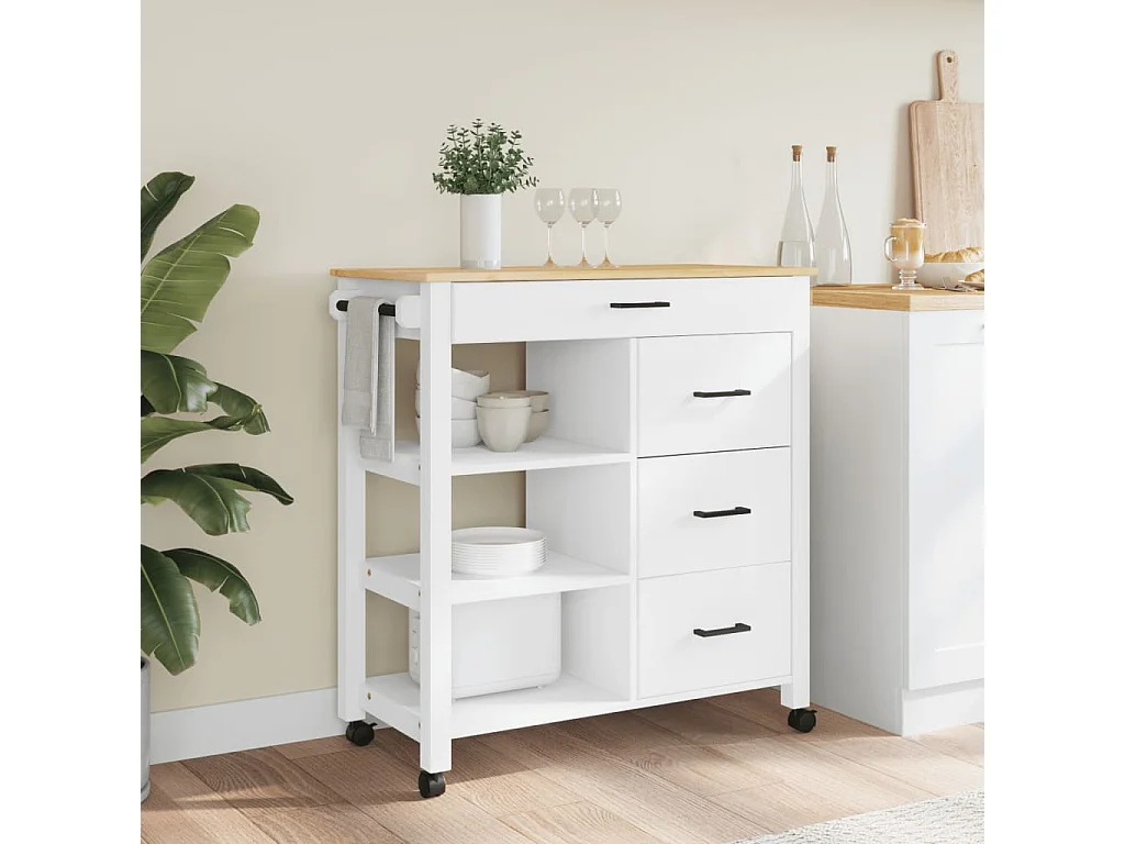 Chariot de cuisine MONZA 84x40x90 bois massif de pin