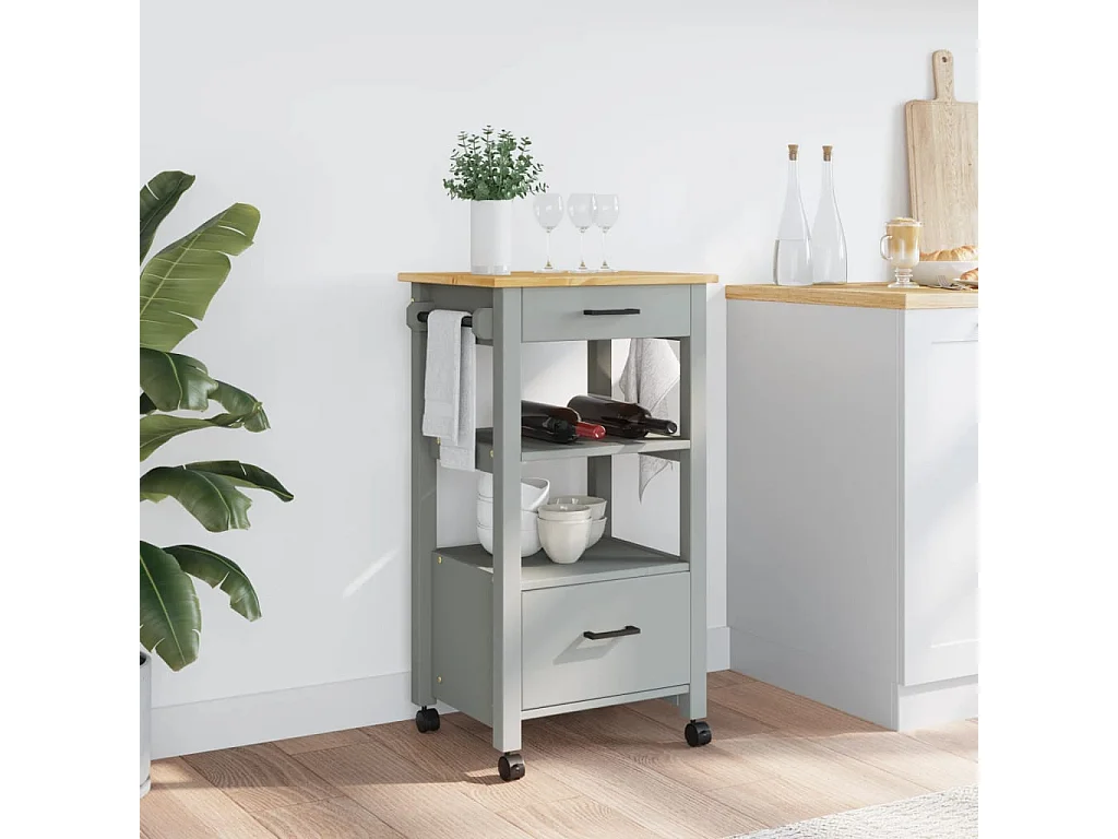 Chariot de cuisine MONZA 48x40x90 bois massif de pin