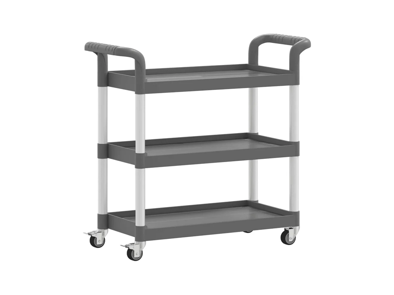 Chariot à 3 niveaux gris 77x34x72 aluminium