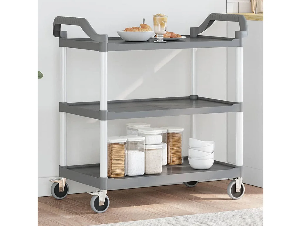 Chariot à 3 niveaux gris 99x50x96 aluminium