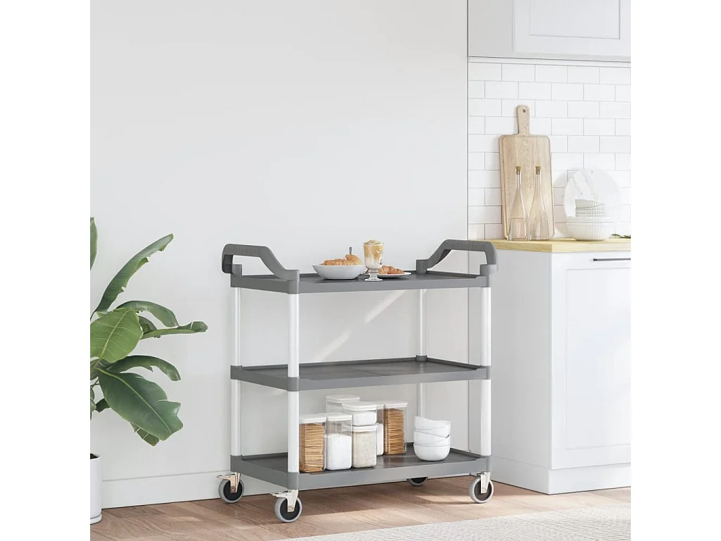 Chariot à 3 niveaux gris 99x50x96 aluminium
