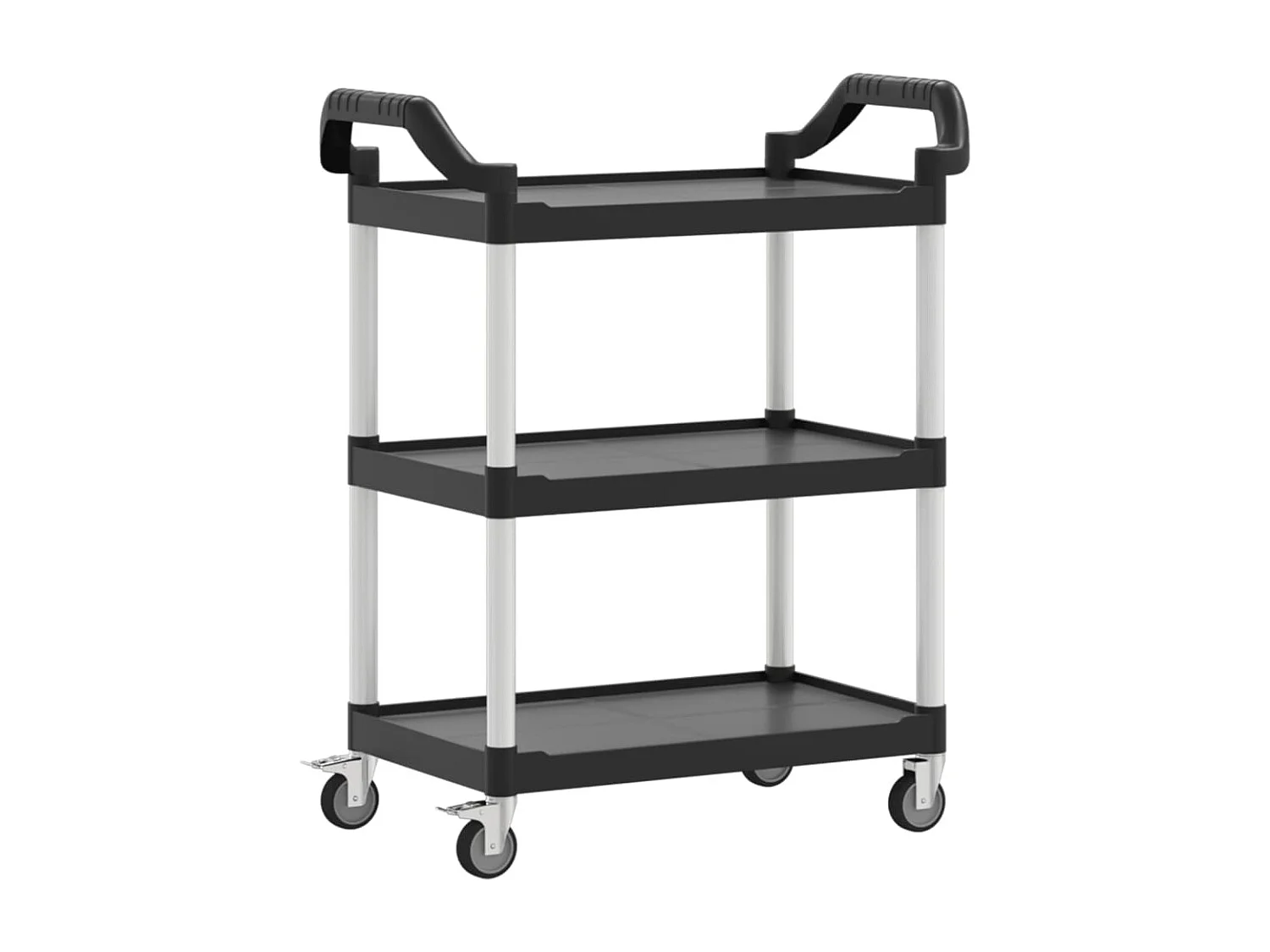 Chariot à 3 niveaux noir 81x41x92 aluminium