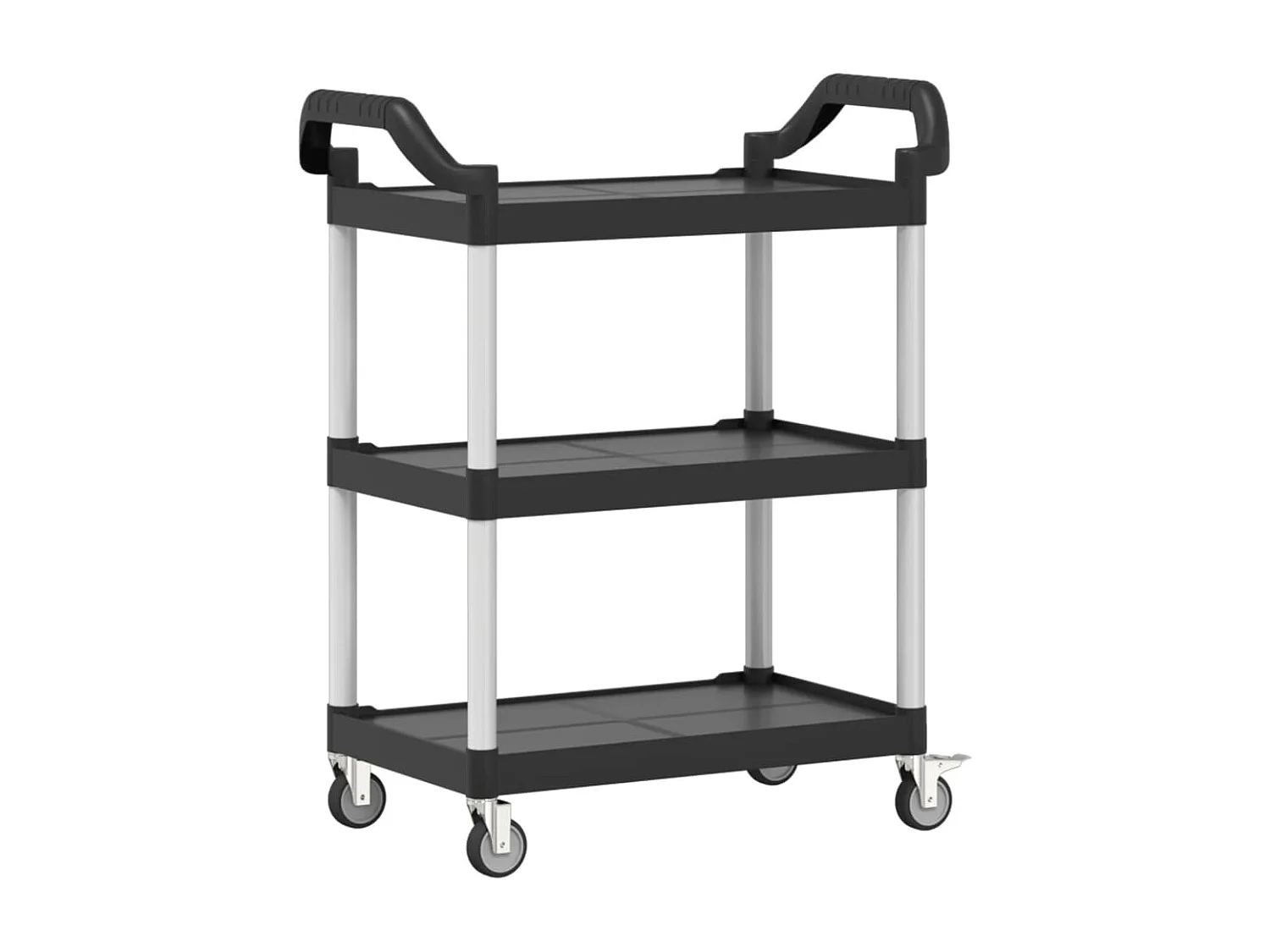 Chariot à 3 niveaux noir 81x41x92 aluminium