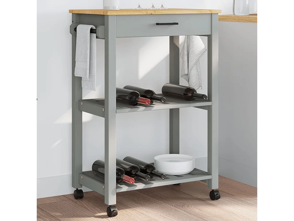 Chariot de cuisine MONZA 60x40x90 bois massif de pin