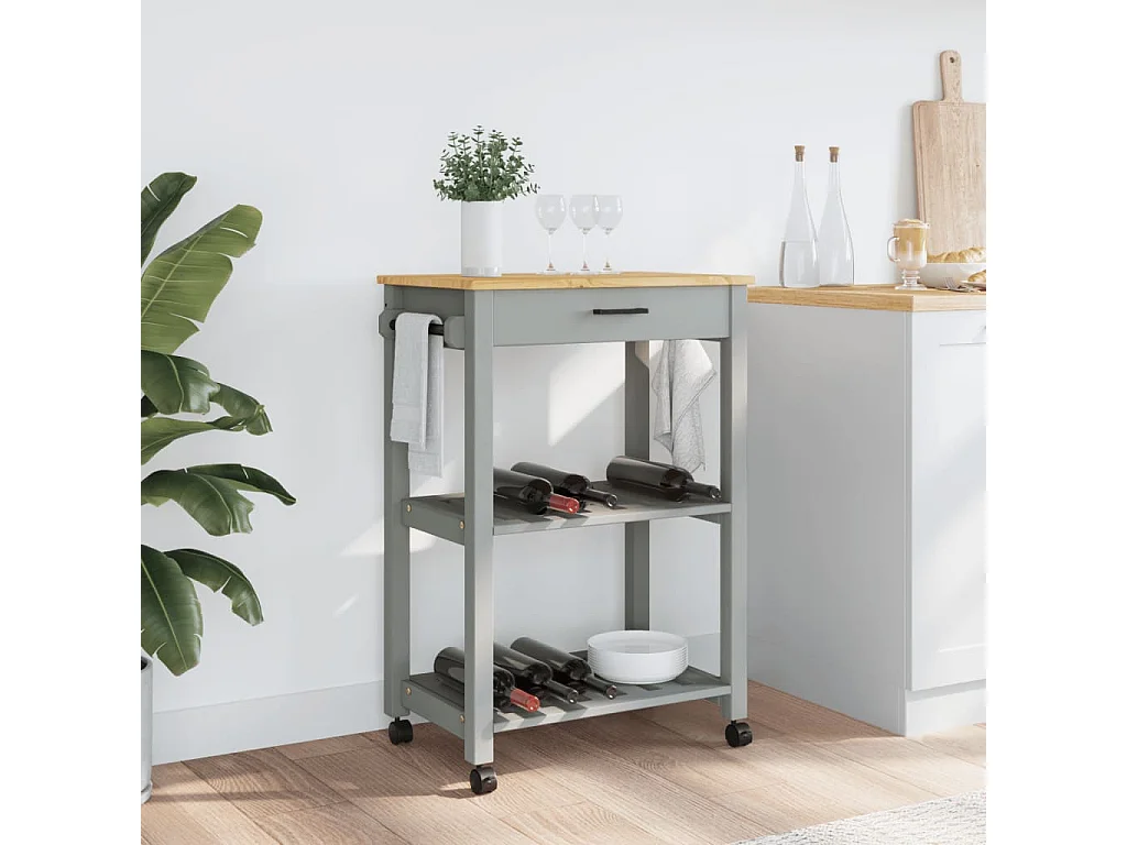 Keukentrolley MONZA 60x40x90 cm massief grenenhout