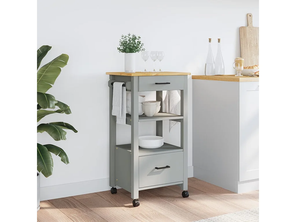 Chariot de cuisine MONZA 48x40x90 bois massif de pin