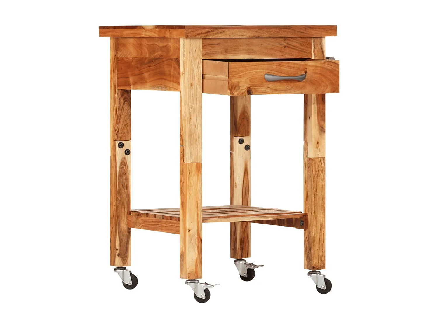 Chariot de cuisine 55x55x89 bois massif d'acacia