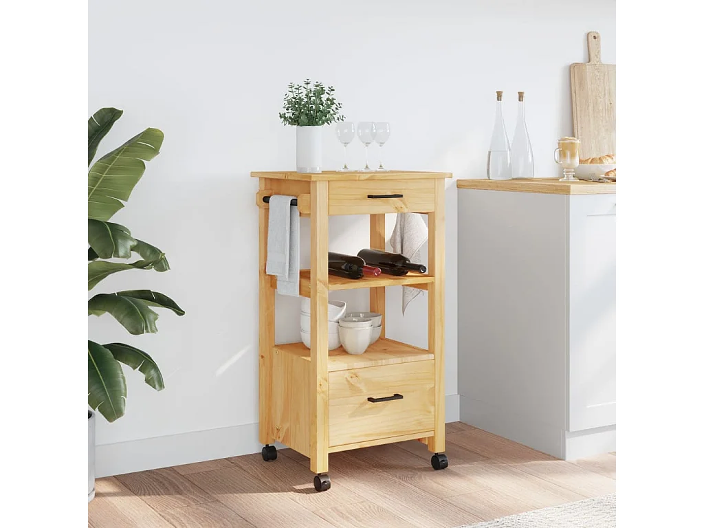 Chariot de cuisine MONZA 48x40x90 bois massif de pin