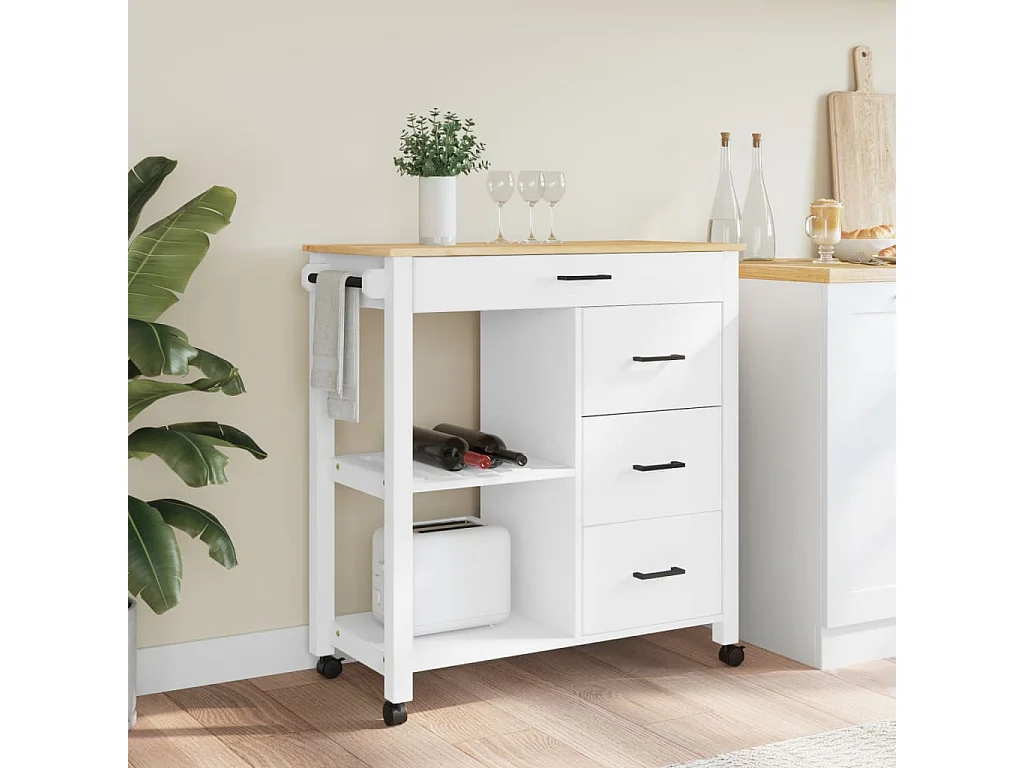 Chariot de cuisine MONZA 84x40x90 bois massif de pin