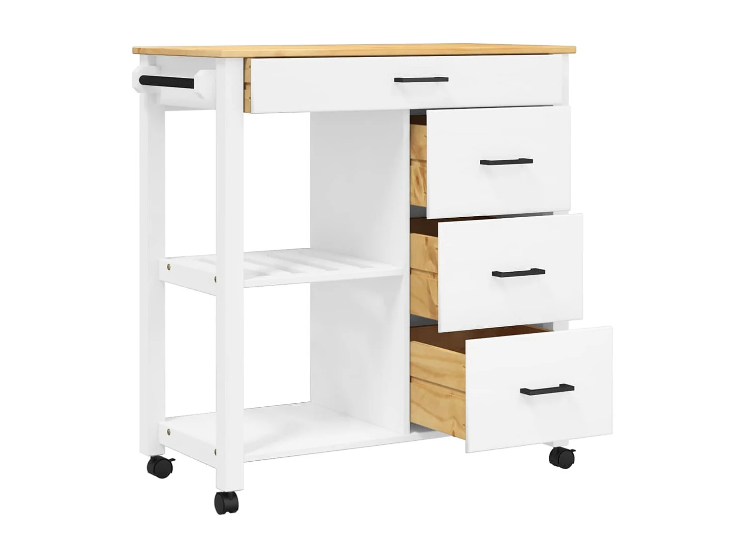 Chariot de cuisine MONZA 84x40x90 bois massif de pin