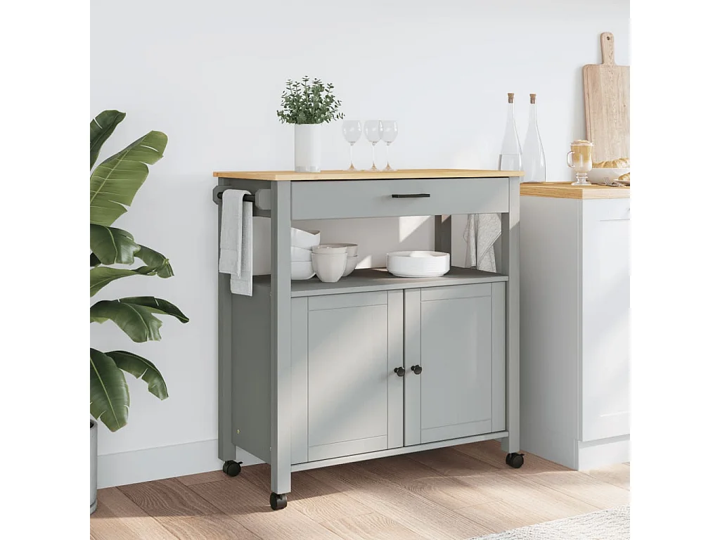 Chariot de cuisine MONZA 84x40x90 bois massif de pin