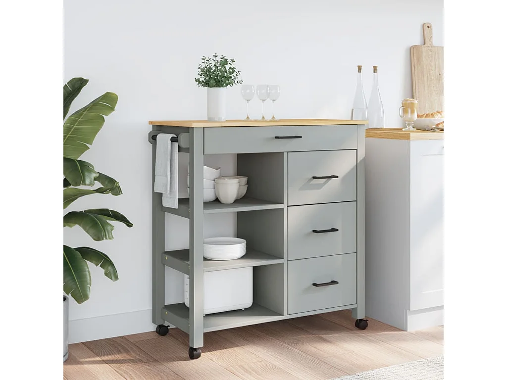 Chariot de cuisine MONZA 84x40x90 bois massif de pin