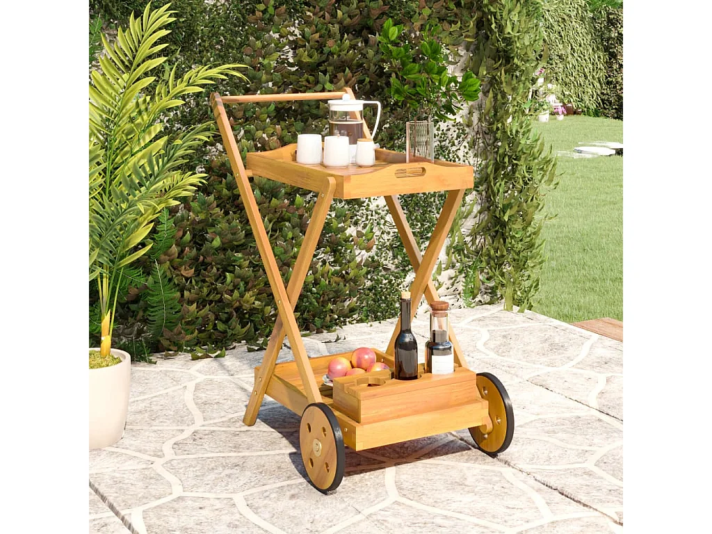 Chariot à thé 54x87x90 bois massif d'acacia
