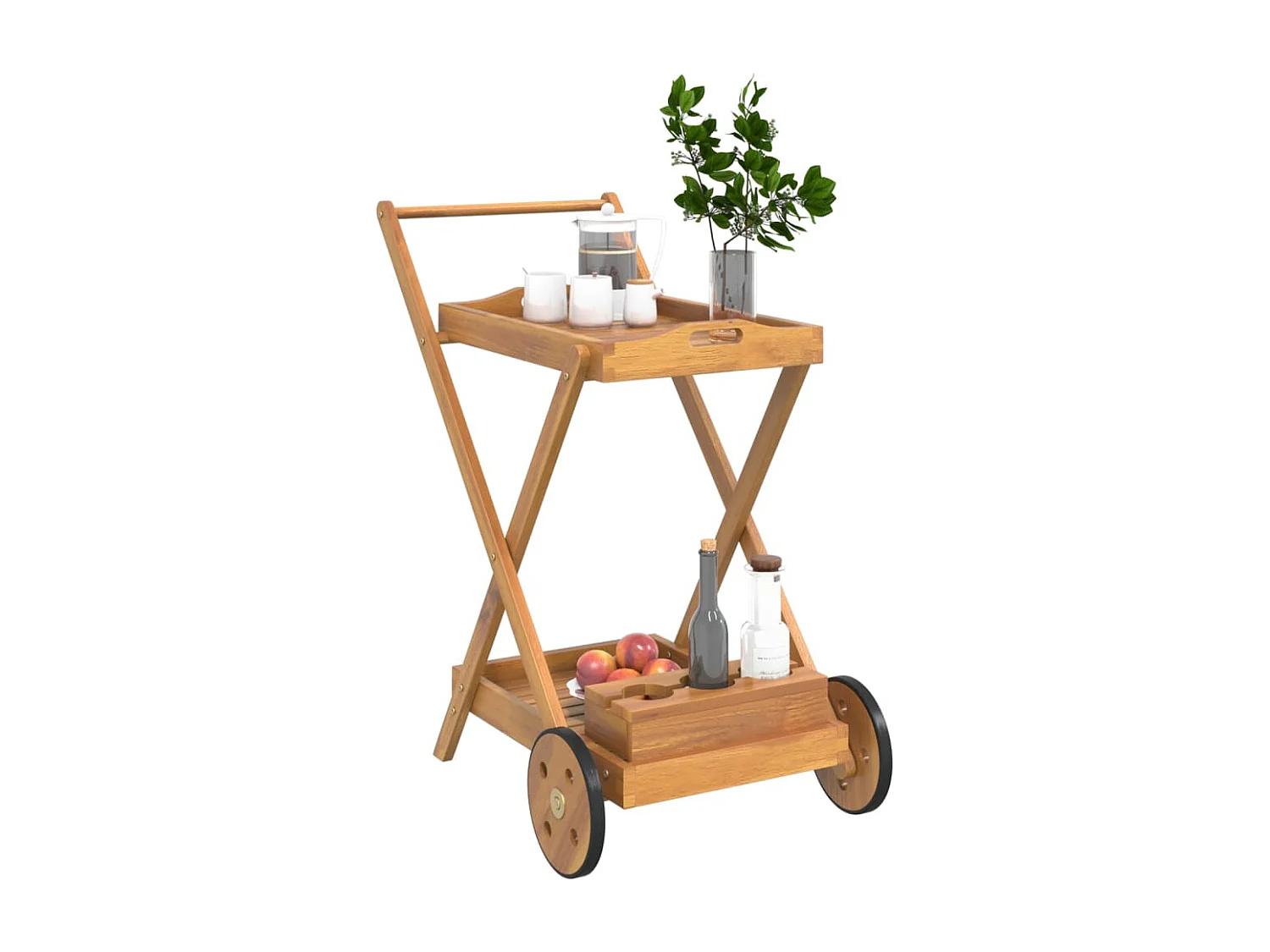 Chariot à thé 54x87x90 bois massif d'acacia