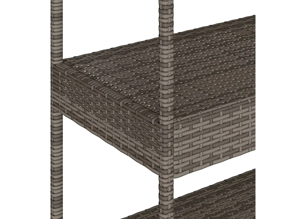 Chariot de bar 3 niveaux gris rotin et bois d'acacia massif