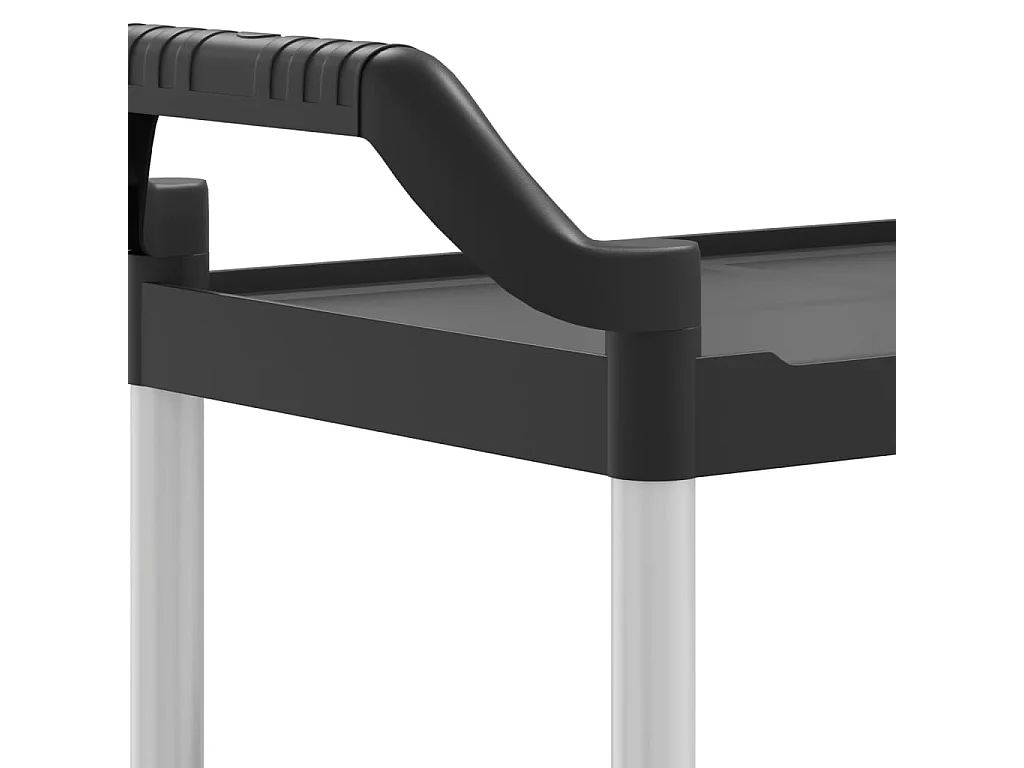 Carrito de 2 niveles aluminio negro 81x41x92 cm