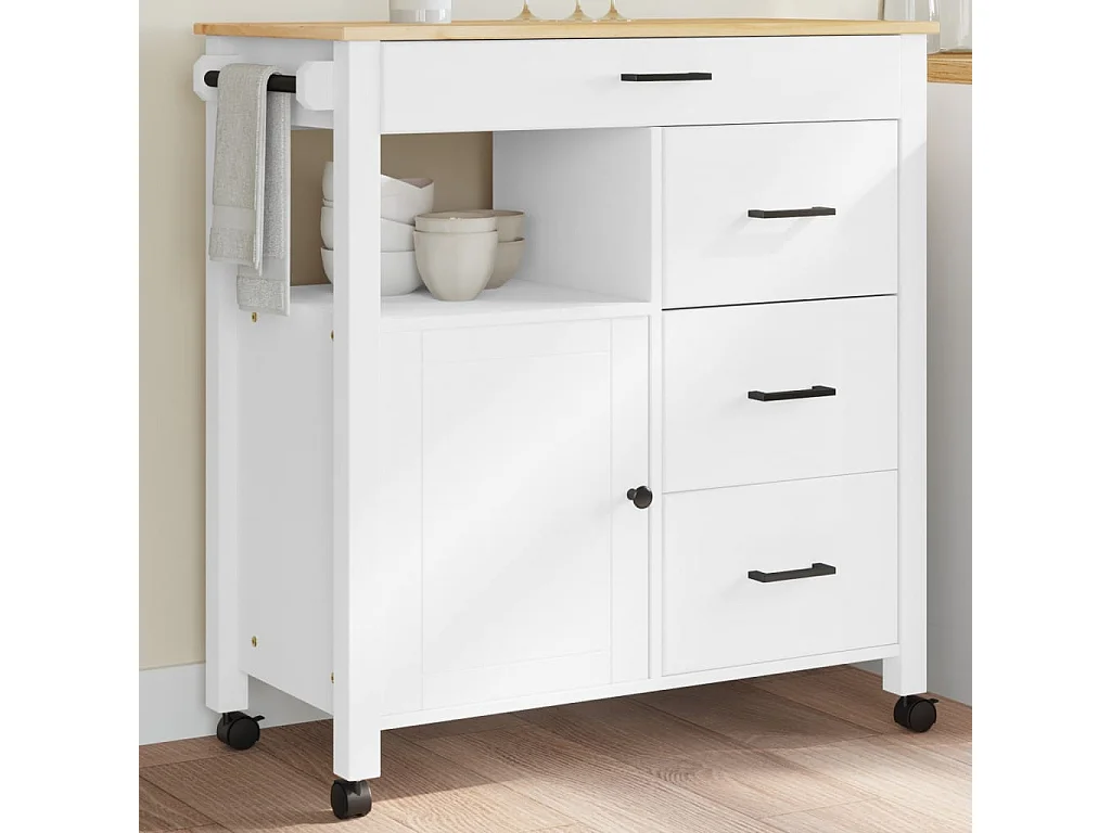 Chariot de cuisine MONZA 84x40x90 bois massif de pin