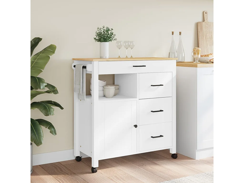 Chariot de cuisine MONZA 84x40x90 bois massif de pin