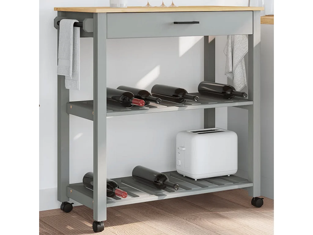 Chariot de cuisine MONZA 84x40x90 bois massif de pin