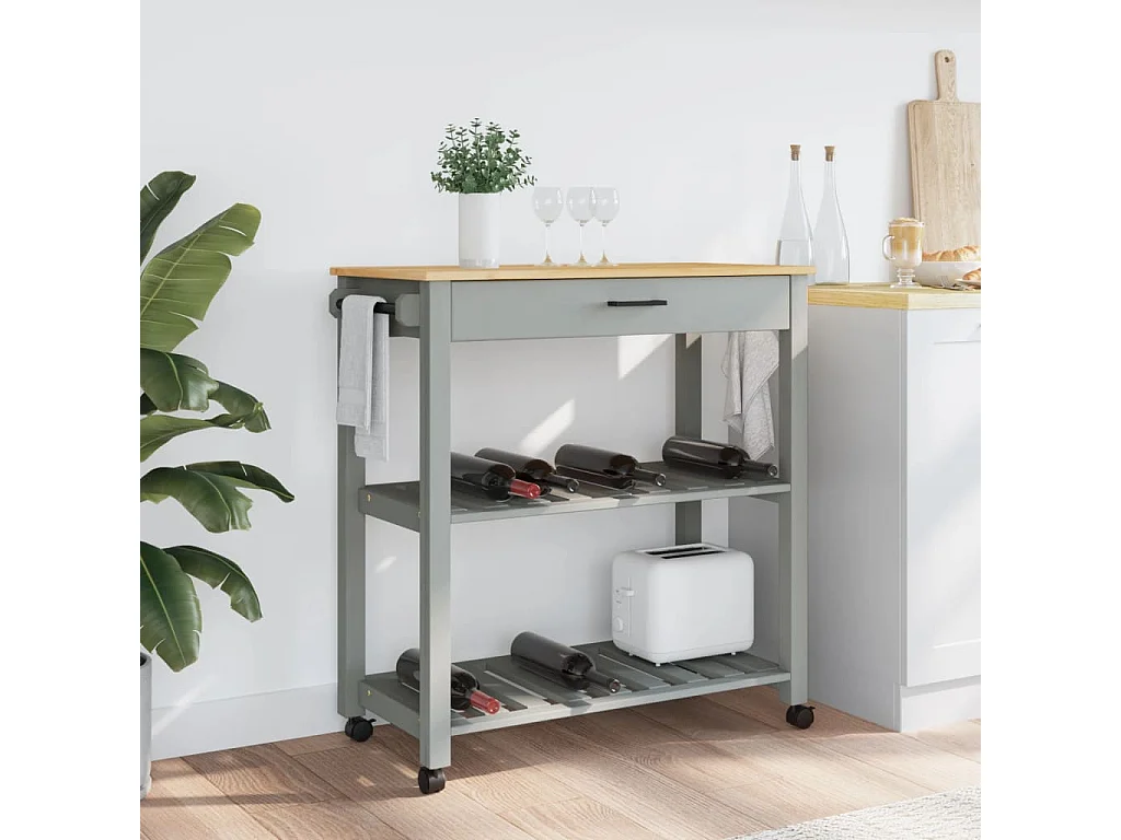 Chariot de cuisine MONZA 84x40x90 bois massif de pin