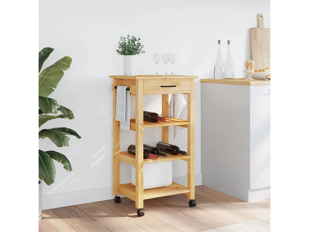 Chariot de cuisine MONZA 48x40x90 bois massif de pin