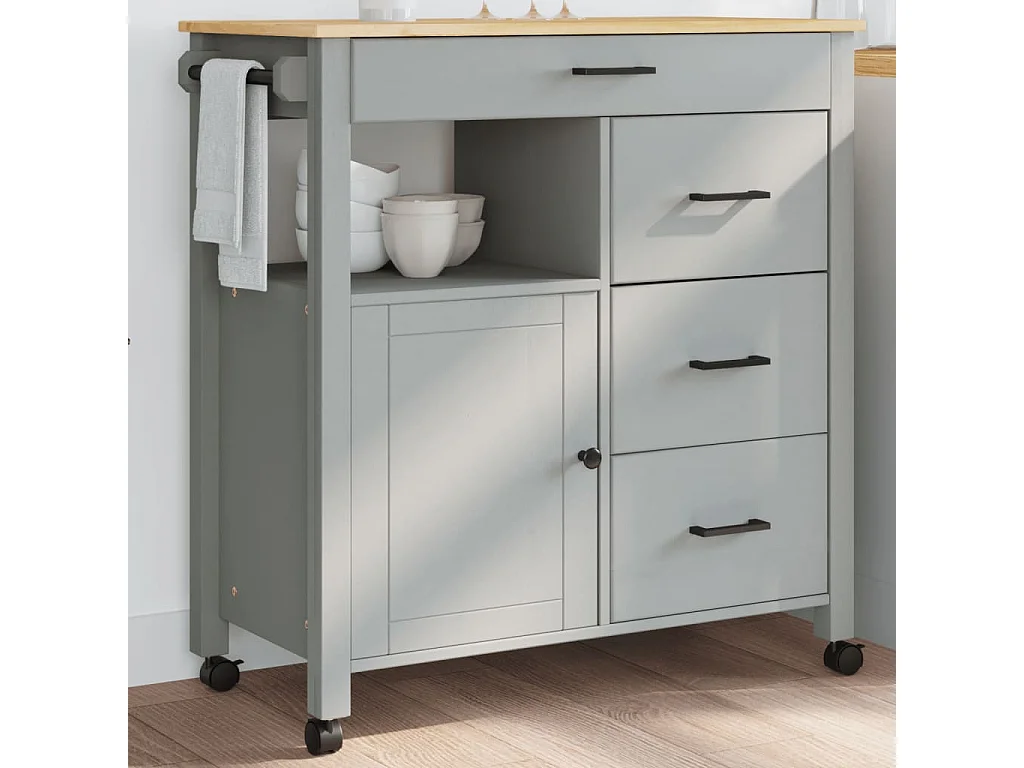 Chariot de cuisine MONZA 84x40x90 bois massif de pin