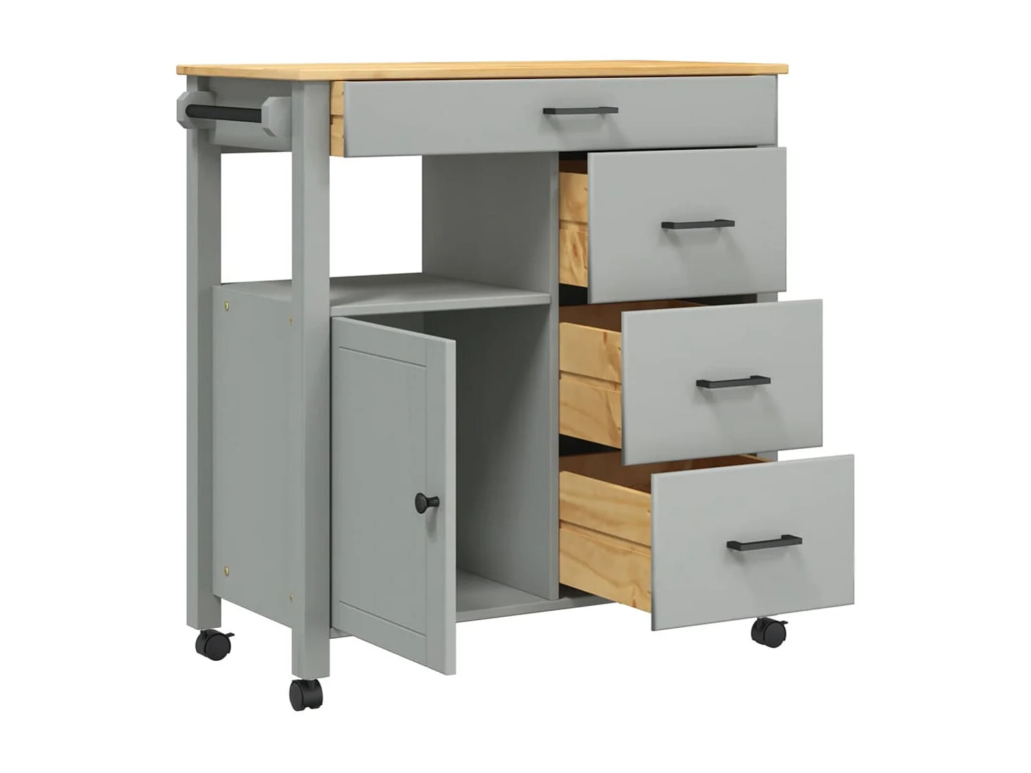 Chariot de cuisine MONZA 84x40x90 bois massif de pin