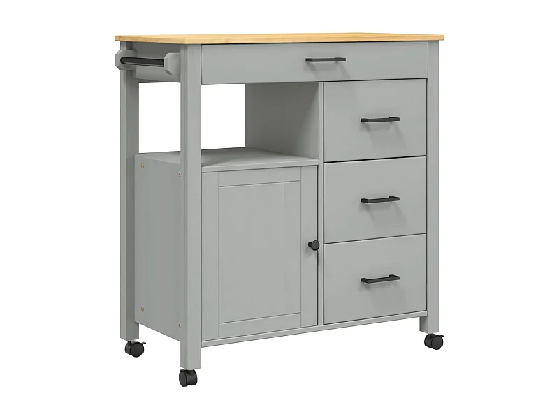 Chariot de cuisine MONZA 84x40x90 bois massif de pin